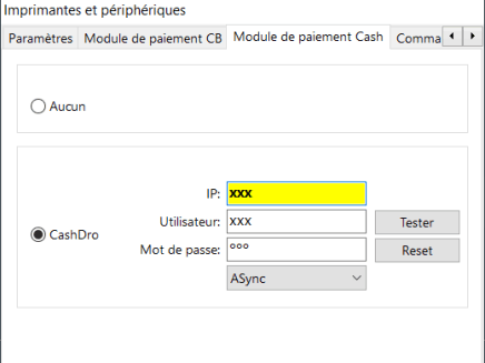 CashDro configuration dans point de vente Firstmag